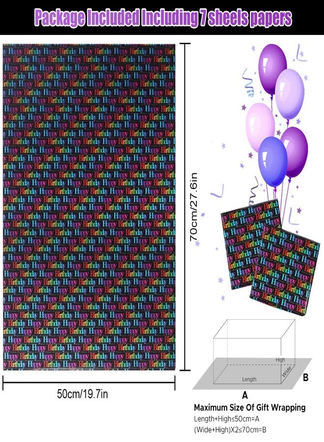 AirCool Happy Birthday Wrapping Paper for Girls Boys Kids Women Men - Gradient Color Gift Wrap With Cut Lines on Reverse - 7 Sheets Folded Flat 20x28 Inches - Image 2
